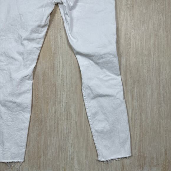 FRAME Le High Skinny Crop Jeans White Distressed Frayed Hem Stretch Denim 30 - Picture 15 of 16